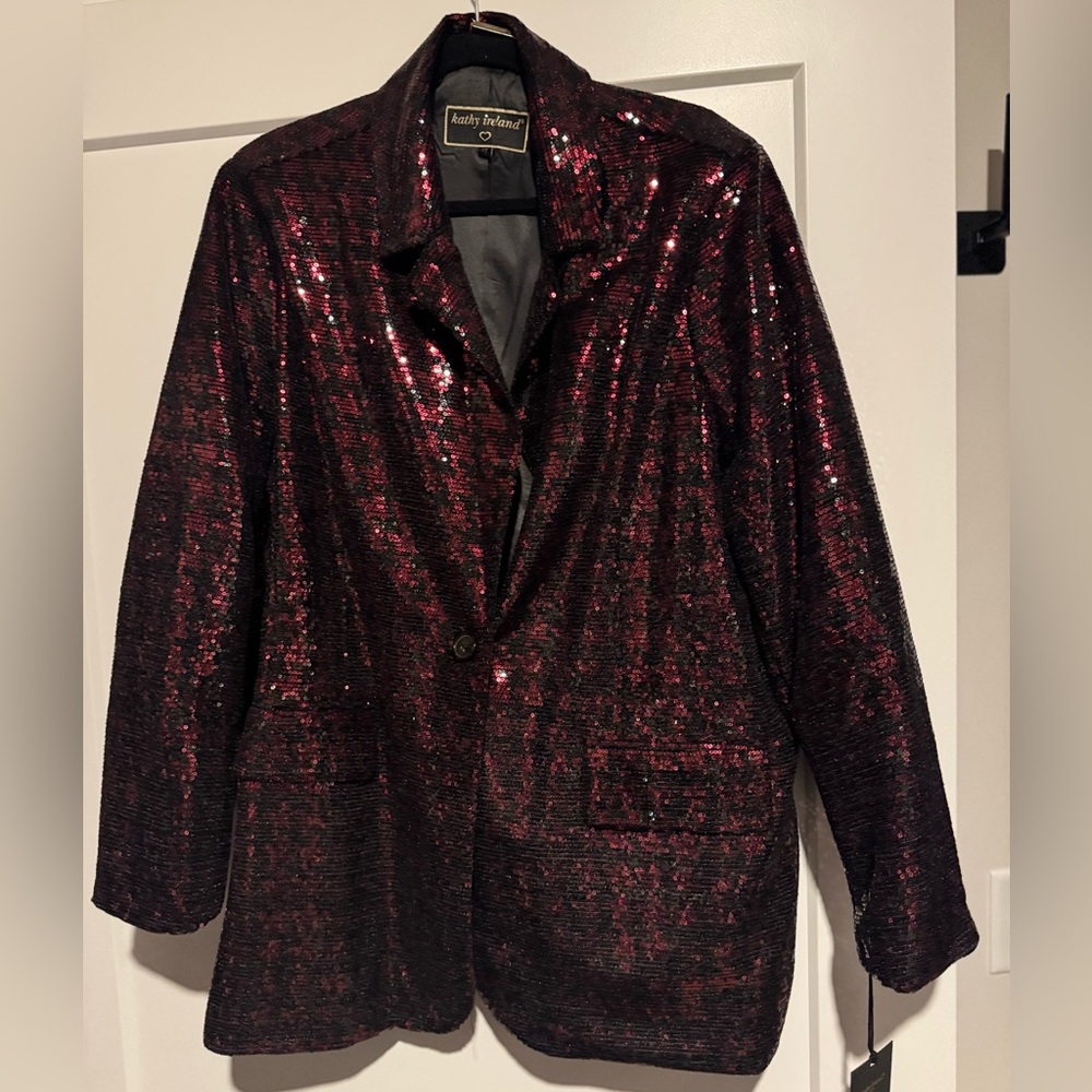 Kathy Ireland Black and Red Sequin Blazer